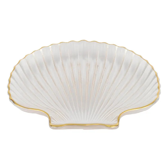 Shell Glass Trinket Plate White Pick it Fence