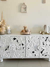 Sideboard Large Carved Dahlia White