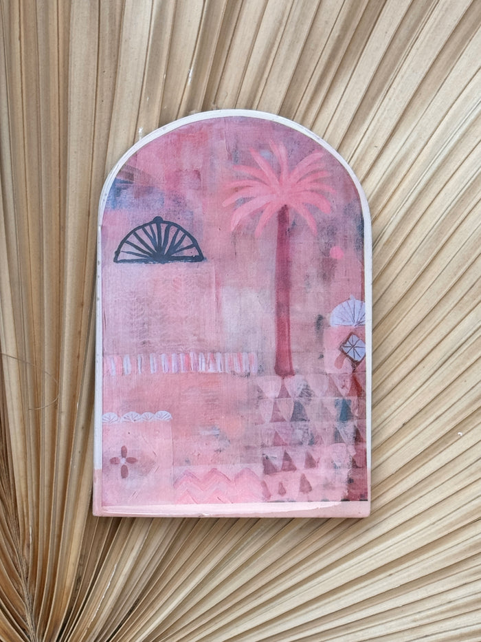 Sue Fantini Tile - Pink Palm Large Arch