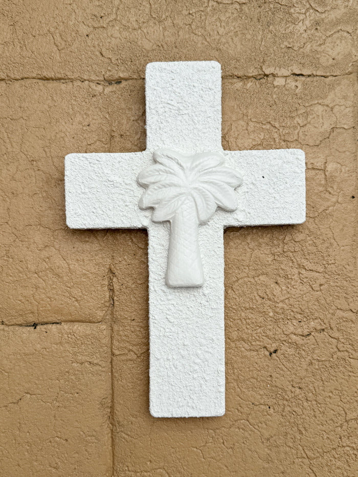 Wall Tile - White Palm - Large Cross