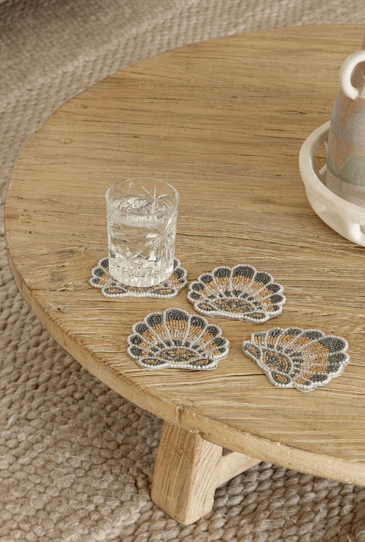 Beaded Shell Drink Coasters