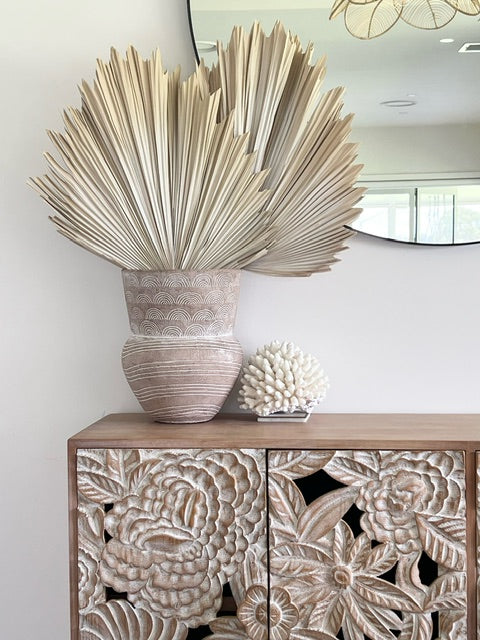 Sideboard Large Carved Dahlia Sand