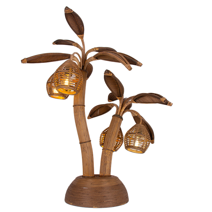 Rattan Palm Table Lamp