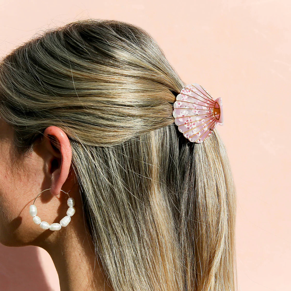 Hair Clip Claw Small Shell Rose Quartz