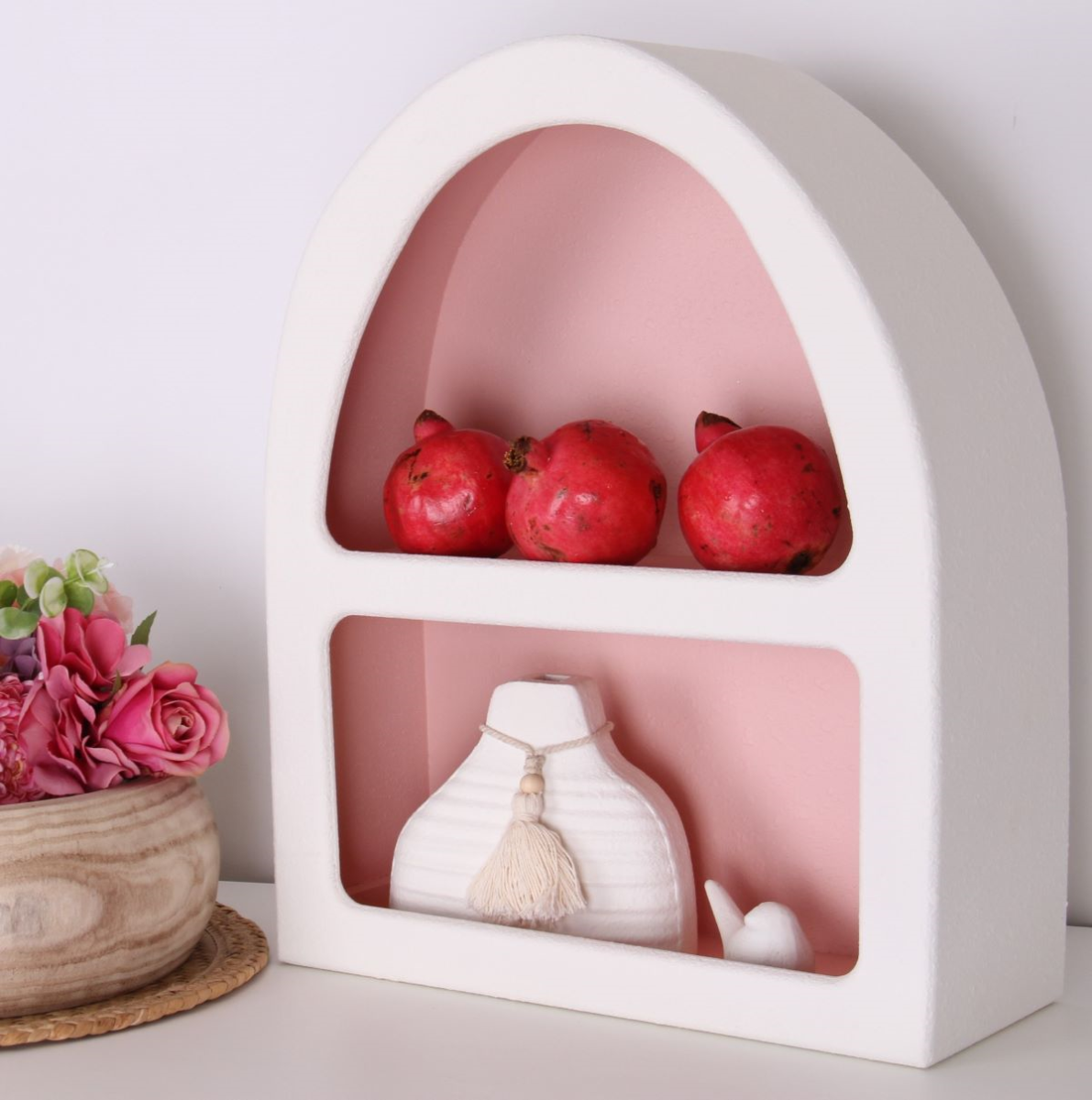 Santorini Niche 2 Shelf Arch Shadow Box Display Shelf