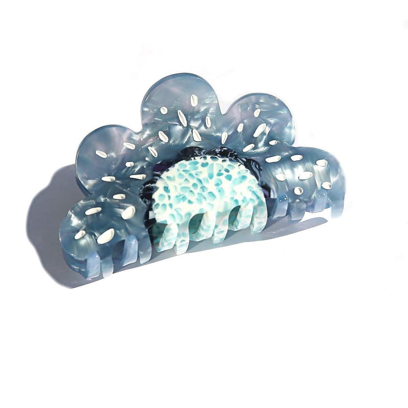 Hair Clip Claw Flower Blue