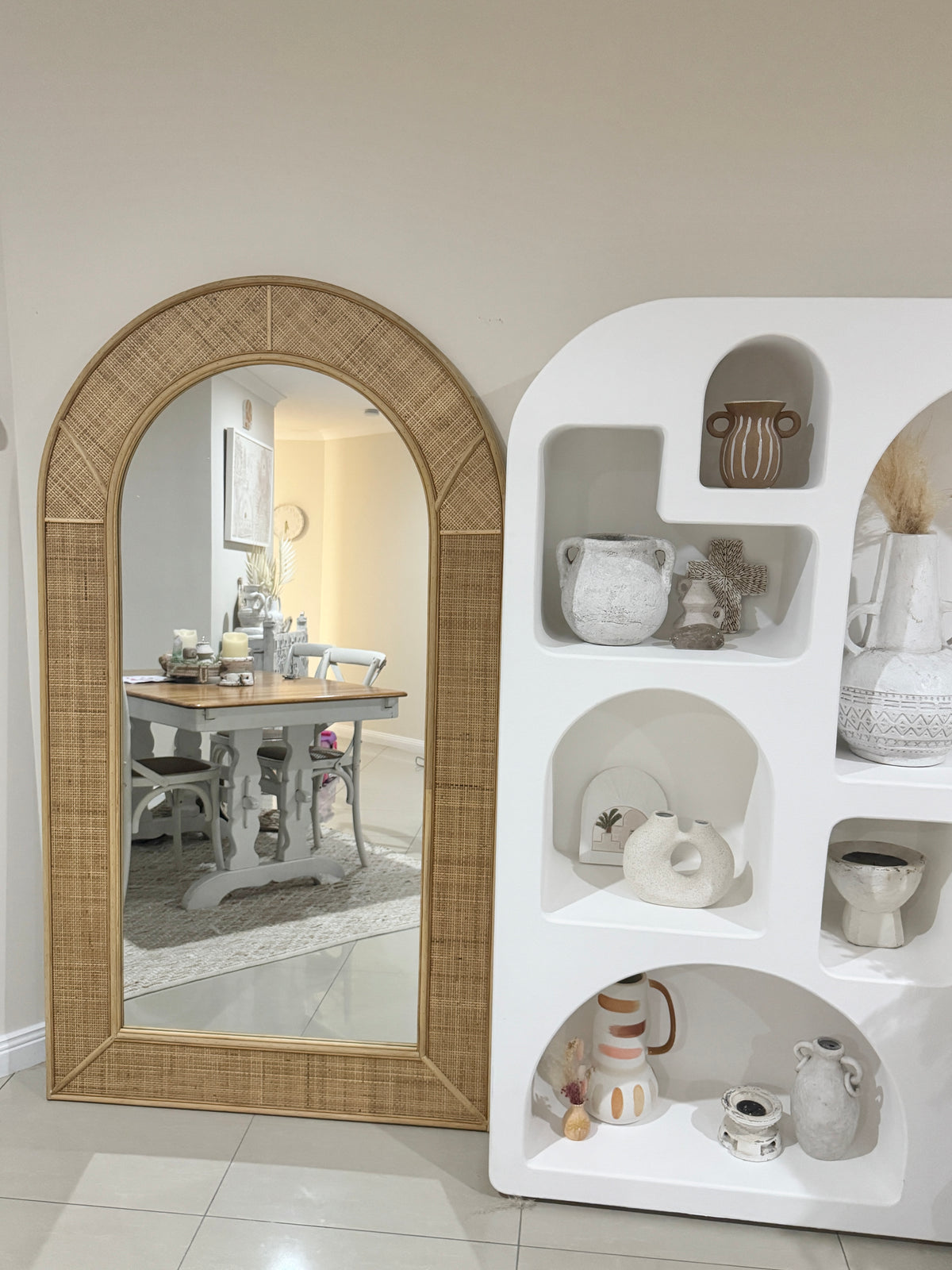 Rattan Arch Mirror Large