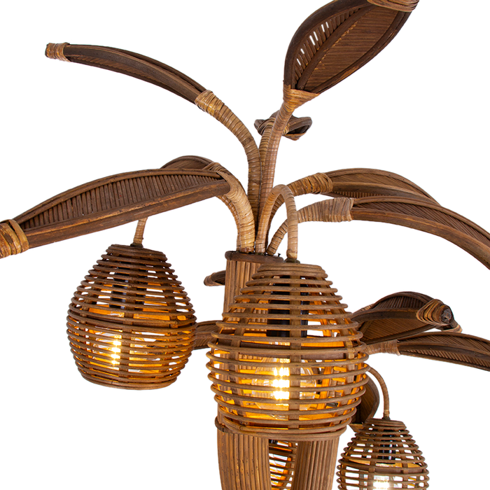 Rattan Palm Table Lamp