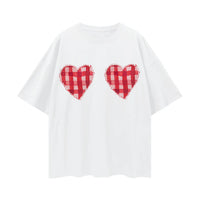 GINGHAM HEARTS Oversized Shirt White