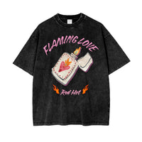 FLAMING LOVE Oversized Shirt Black