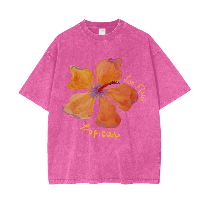 LE FLEUR TROPICAL Oversized Shirt Rose Red