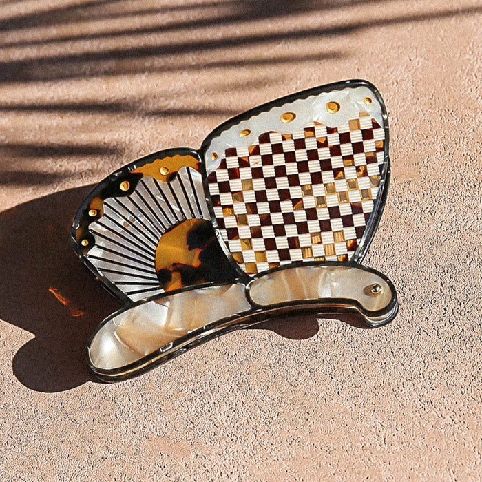 Hair Clip Claw Check Butterfly