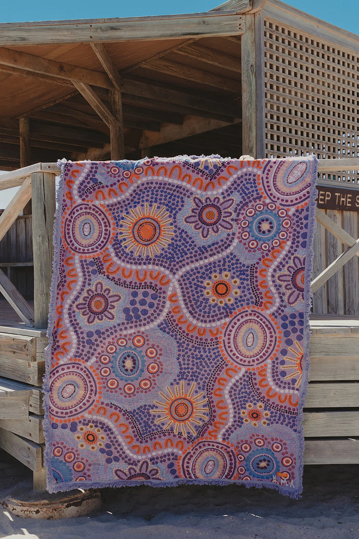 Indigenous Throw If Friends Were Flowers By Holly Ryan - Kutjarra *Preorder*