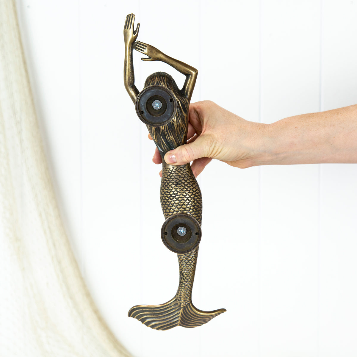 Brass Mermaid Door Handle Right