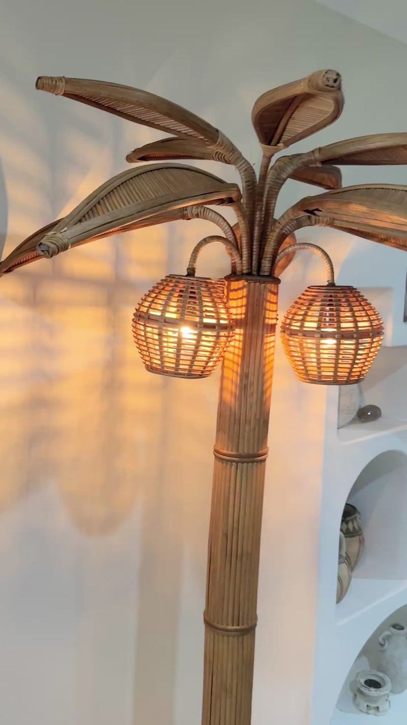 Rattan Palm Floor Lamp