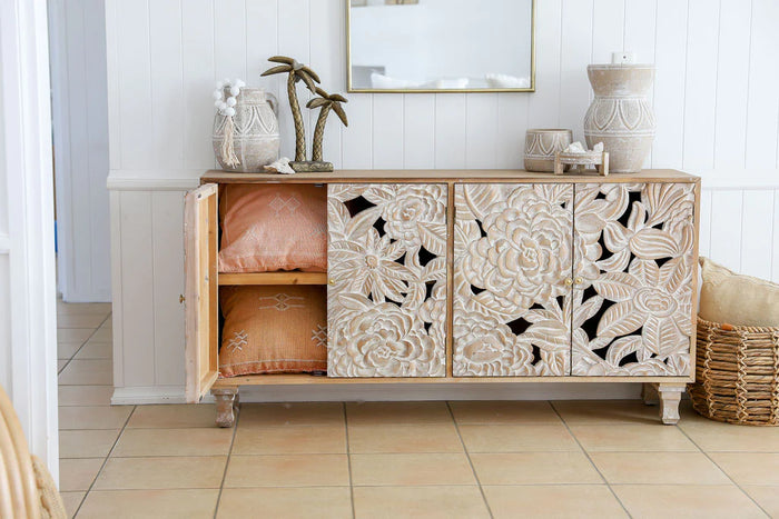 Sideboard Large Carved Dahlia Sand