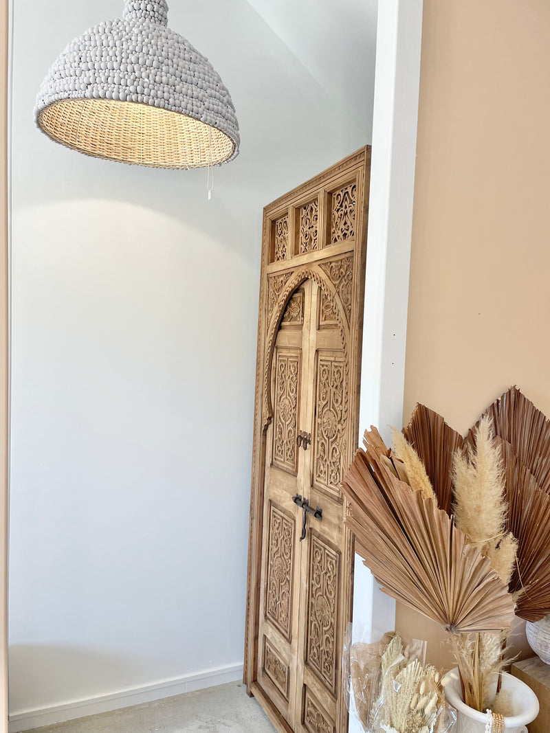 Hand Carved Moroccan Arched Cedar Wood Door - Preorder Only