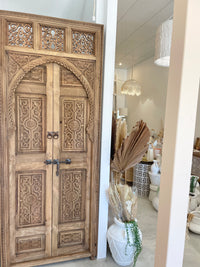 Hand Carved Moroccan Arched Cedar Wood Door - Preorder Only