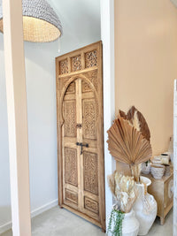 Hand Carved Moroccan Arched Cedar Wood Door - Preorder Only