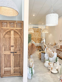 Hand Carved Moroccan Arched Cedar Wood Door - Preorder Only